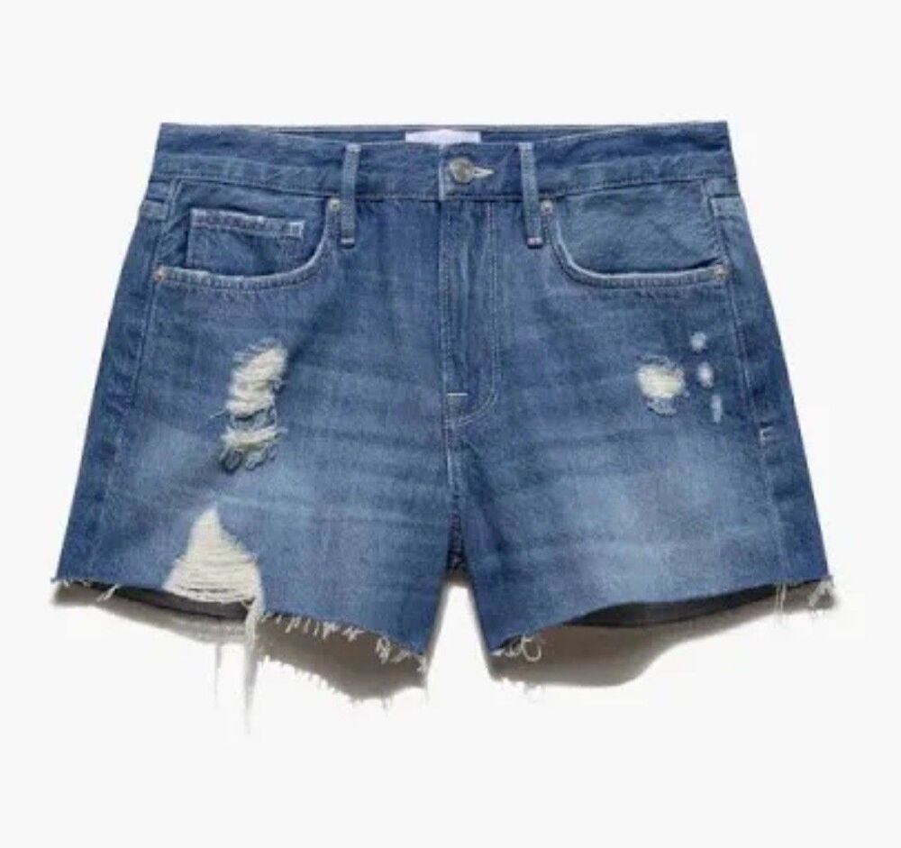 FRAME Le Brigette Raw Hem Frayed Denim Shirts Sz 31 New